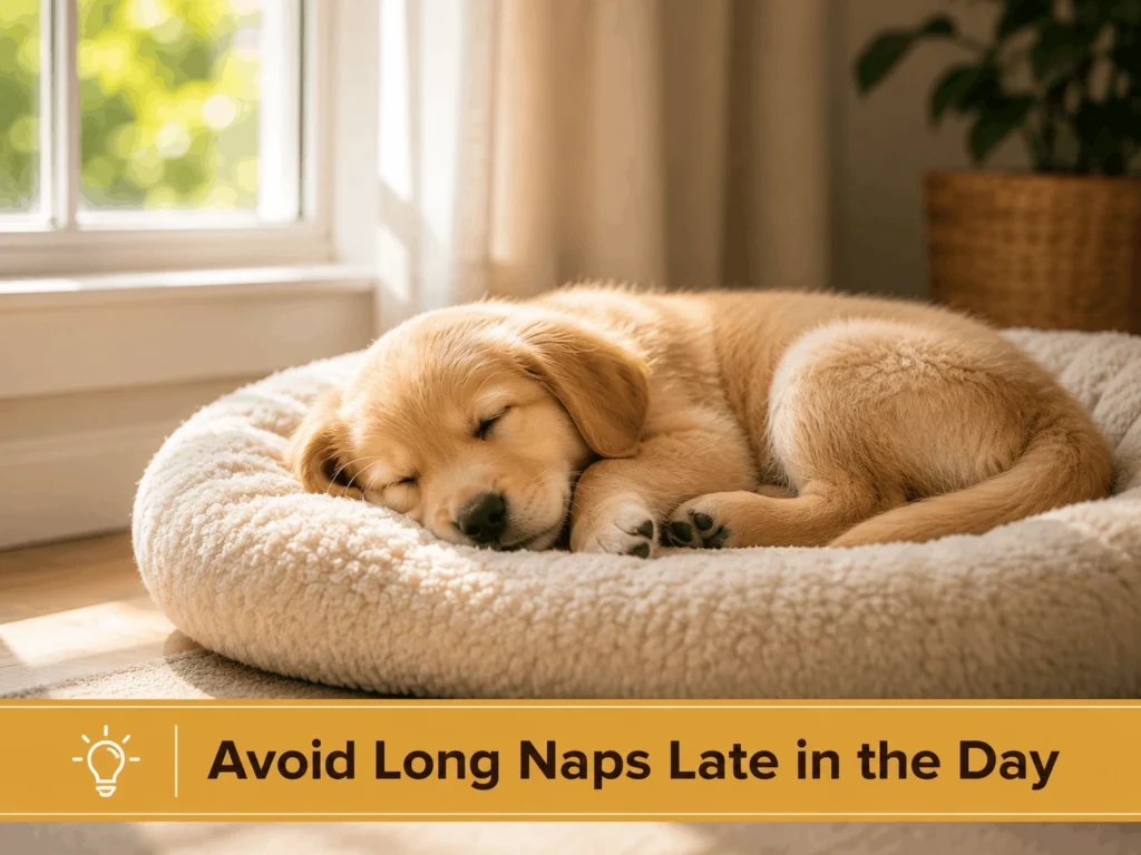 Puppy taking a daytime nap as part of a healthy sleep schedule
