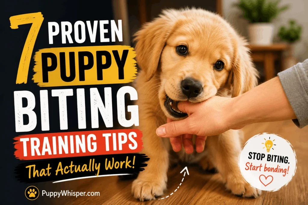 Puppy Biting Training Tips puppy biting human hand during bite inhibition training session