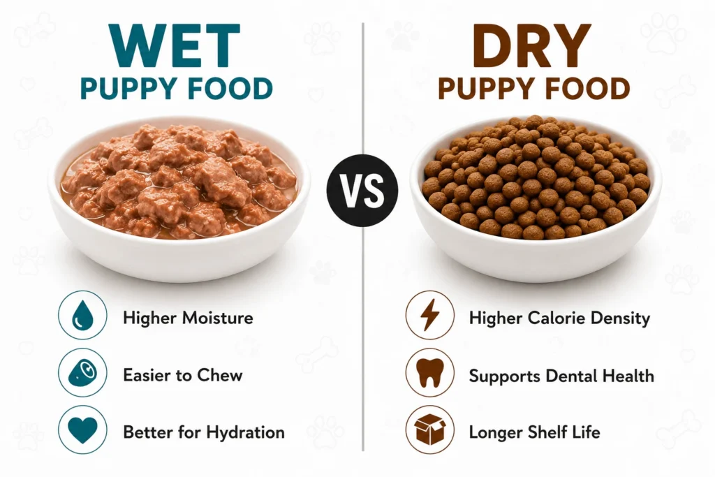 Wet vs Dry Puppy Food Nutrition Comparison