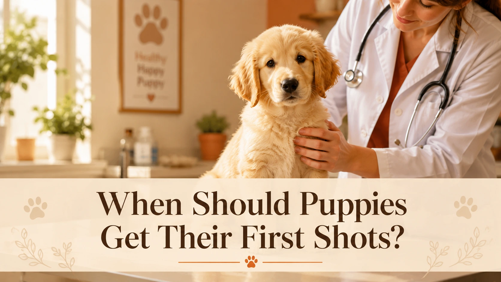 When Should Puppies Get Their First Shots Puppy getting first vaccination shots at the veterinarian
