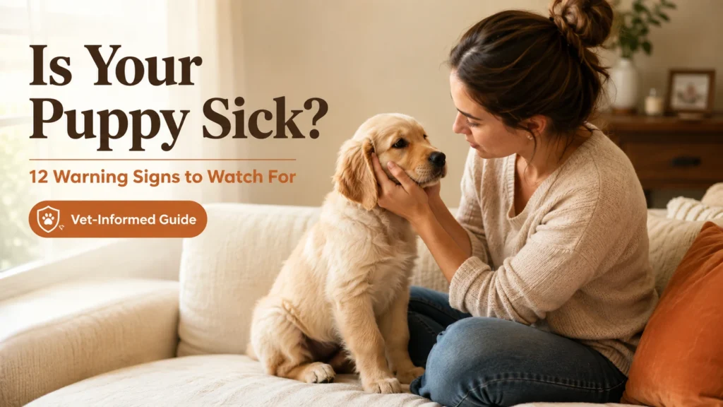 How to Tell If a Puppy Is Sick: 12 Warning Signs Every Owner Should Know: Woman checking her puppy for signs of illness at home