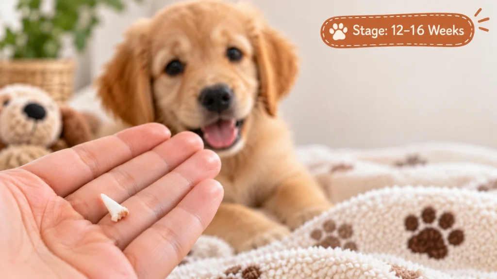A puppy baby tooth that fell out during the teething process